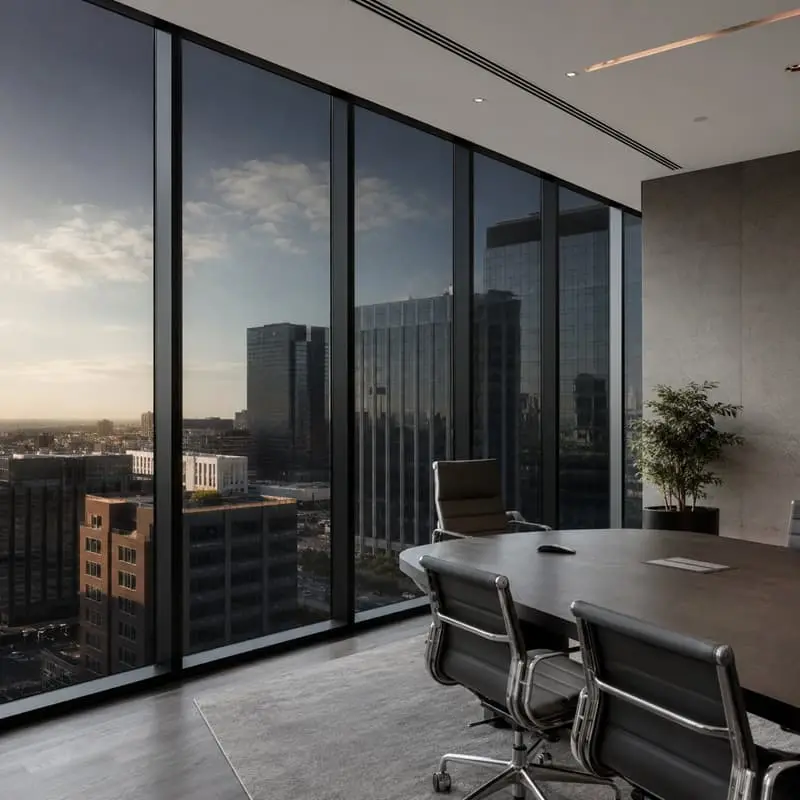 Commercial window tinting on a Houston building