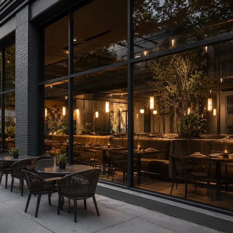 Storefront and restaurant window film